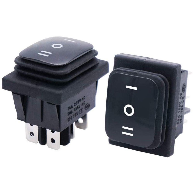 Twidec/2Pcs Waterproof Rocker Toggle Switch 16A 250V 20A 125V AC 6 Pins 3 Position ON/Off/ON DPST Boat Or Car Black KCD4-203N-BK-W - Image 1